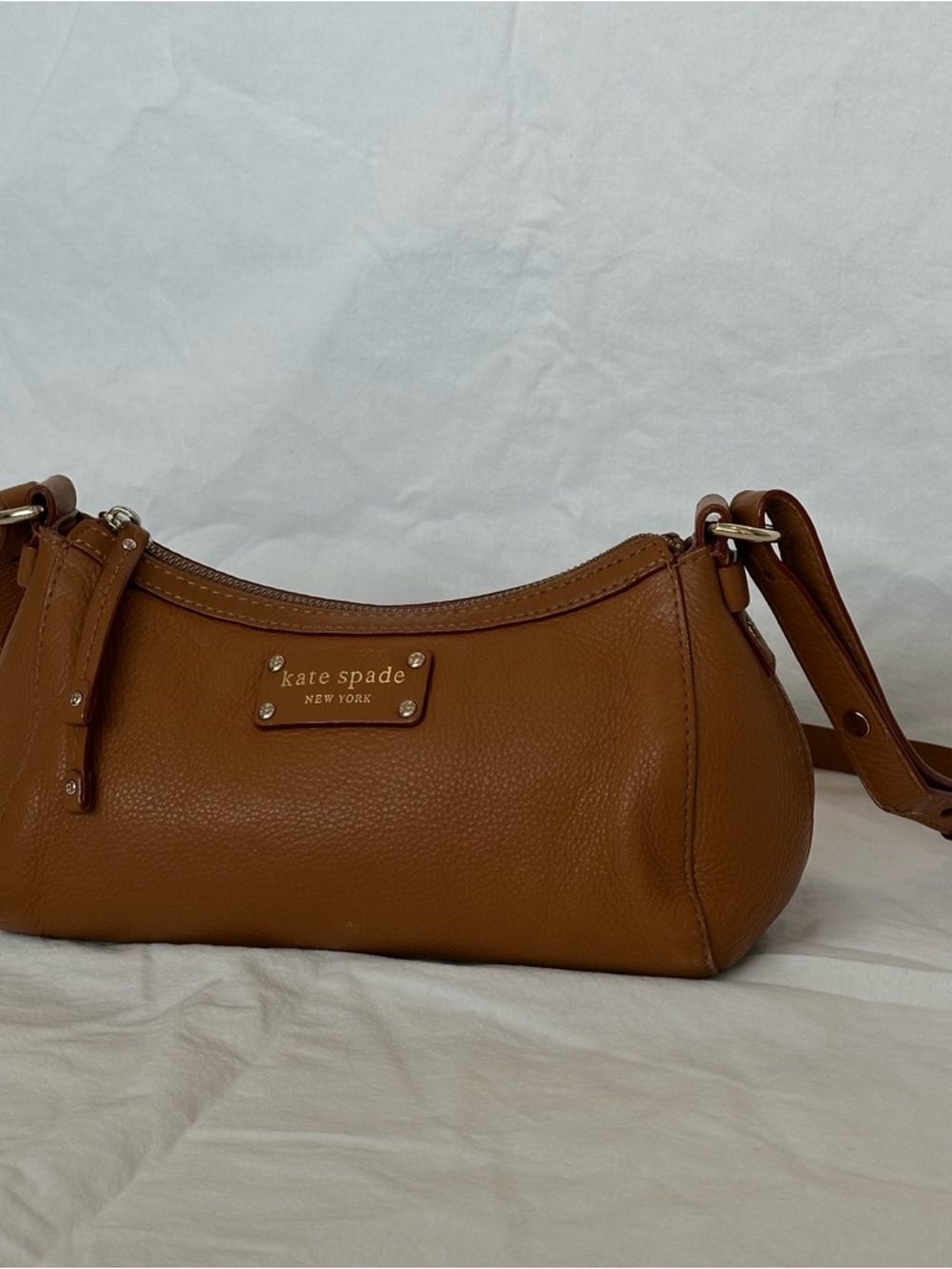 kate spade Brown faux Leather Shoulder Bag with Gold Hardware
